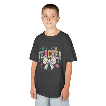 Teacher Kids Tee with Colorful Bow Design, Perfect for Back to School, Teacher Appreciation, Birthday Gift, Fun Classroom Wear