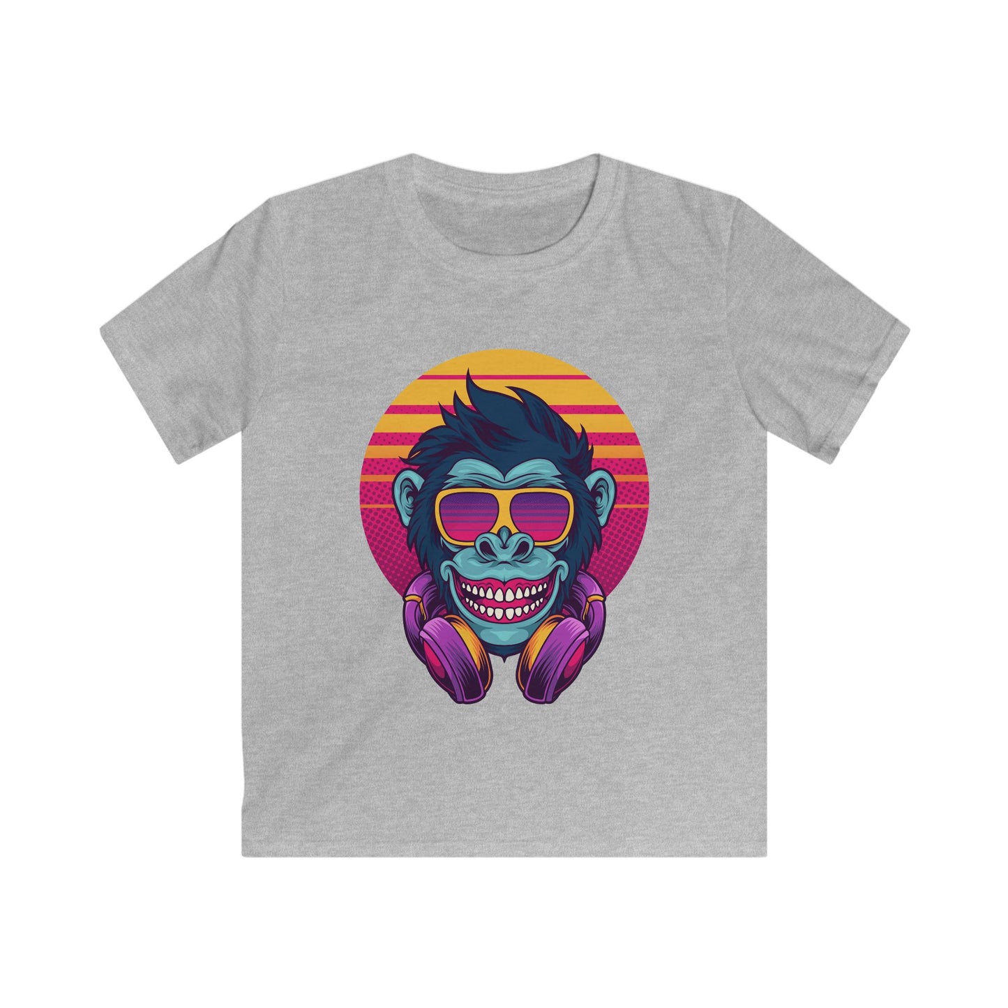 Cool Monkey Kids Tee, Trendy Children's T-Shirt, Funky Graphic Shirt, Summer Wear, Birthday Gift, Fun Casual Outfit Sport Grey