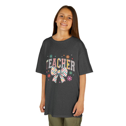 Teacher Kids Tee with Colorful Bow Design, Perfect for Back to School, Teacher Appreciation, Birthday Gift, Fun Classroom Wear