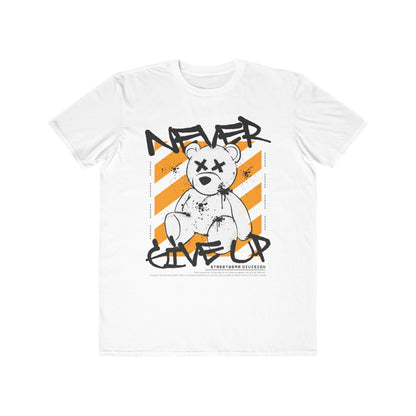 Urban Wear For Men Graphic Tee - Never Give Up, Inspirational Streetwear, Cool Gift for Him, Trendy Casual Wear, Fitness Motivation Shirt White