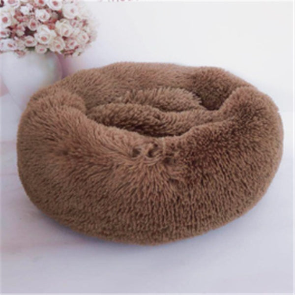 Round Long Hairy Autumn And Winter Nest Pad Cat Mattress Light coffee