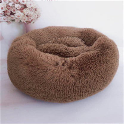 Round Long Hairy Autumn And Winter Nest Pad Cat Mattress Light coffee