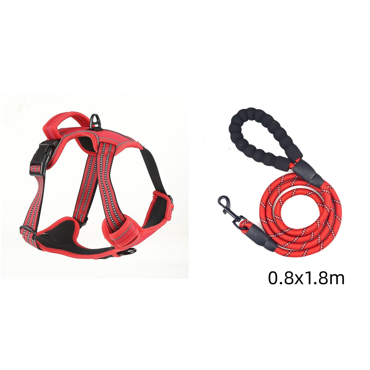 Dog Harness No Pull Breathable Reflective Pet Harness Vest Red set S