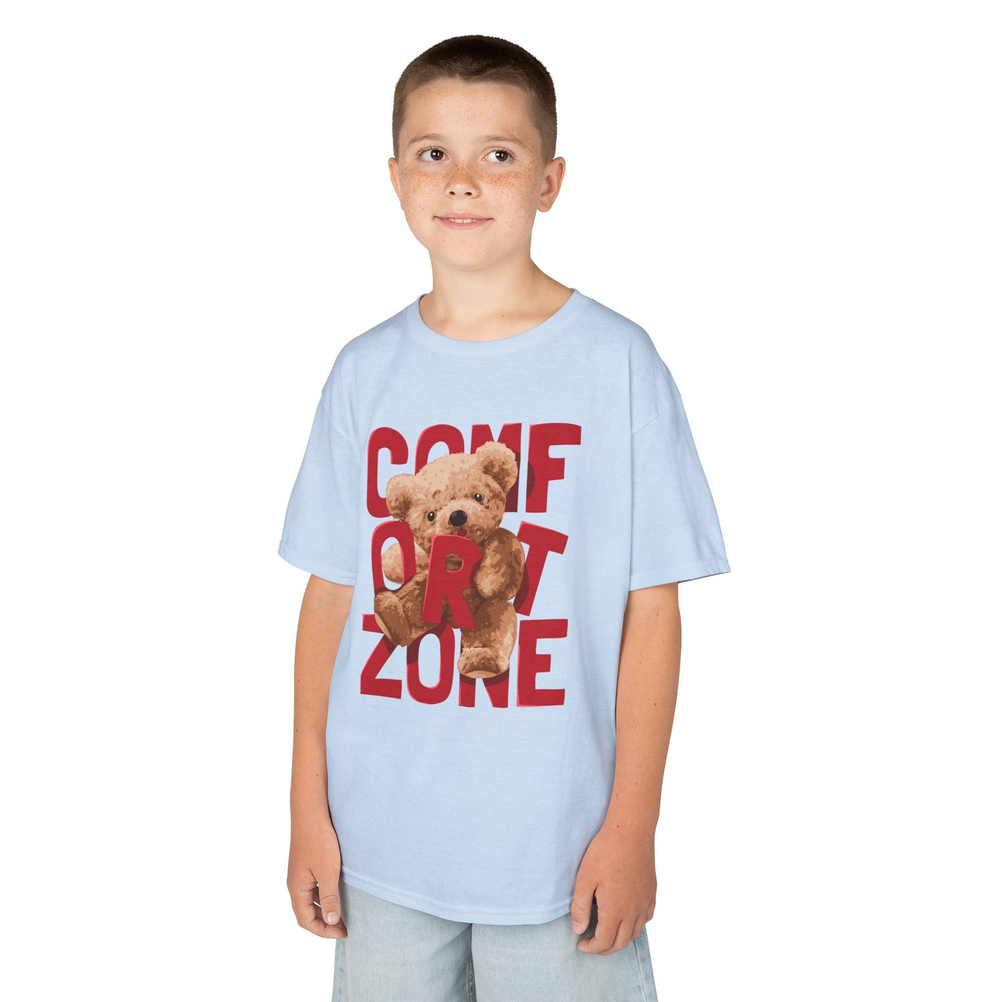 Comfort Zone Kids Tee, Cute Bear Shirt for Children, Gifts for Kids, Birthday Apparel, Fun and Cozy Clothing