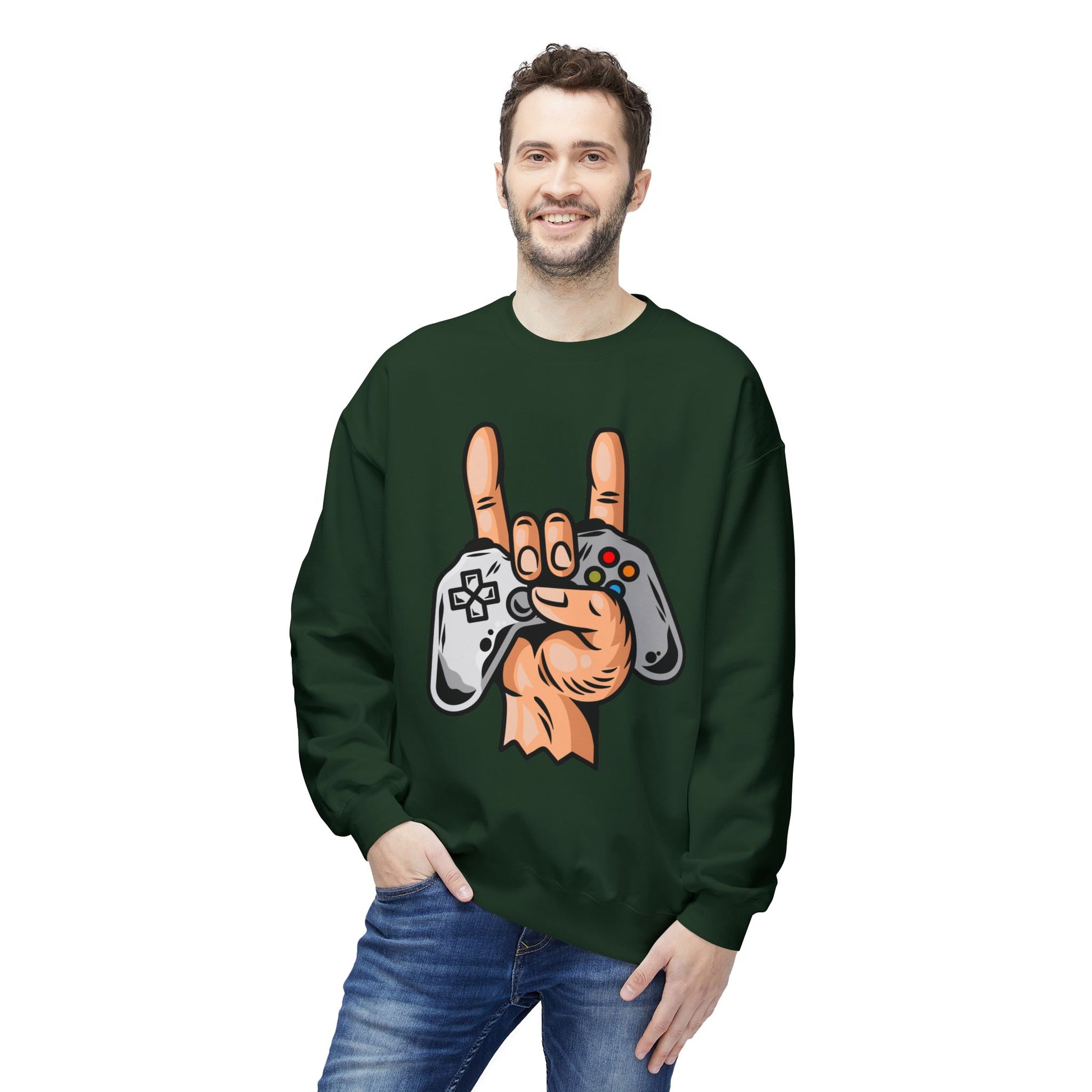 Gamer Fleece Crewneck Sweatshirt, Unisex Sweatshirt for Gamers, Gaming Apparel, Perfect Gift for Birthdays, Geek Culture, Casual Wear