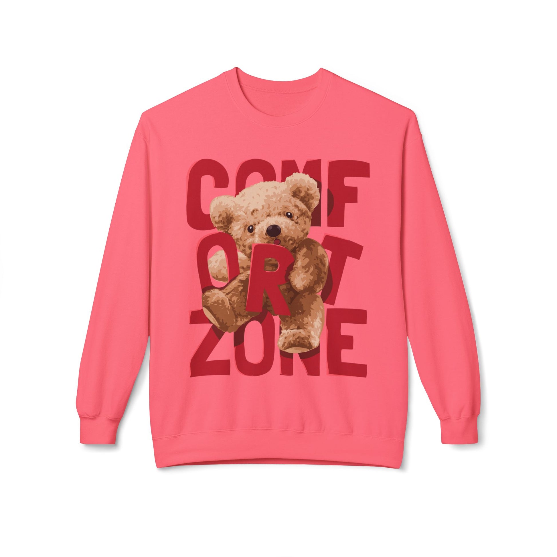 Comfort Zone Teddy Bear Crewneck Sweatshirt, Cozy Black Sweatshirt, Unisex Gift, Cute Sweatshirt for Winter, Relaxation Apparel