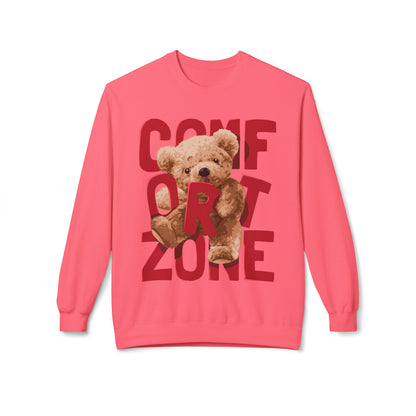 Comfort Zone Teddy Bear Crewneck Sweatshirt, Cozy Black Sweatshirt, Unisex Gift, Cute Sweatshirt for Winter, Relaxation Apparel