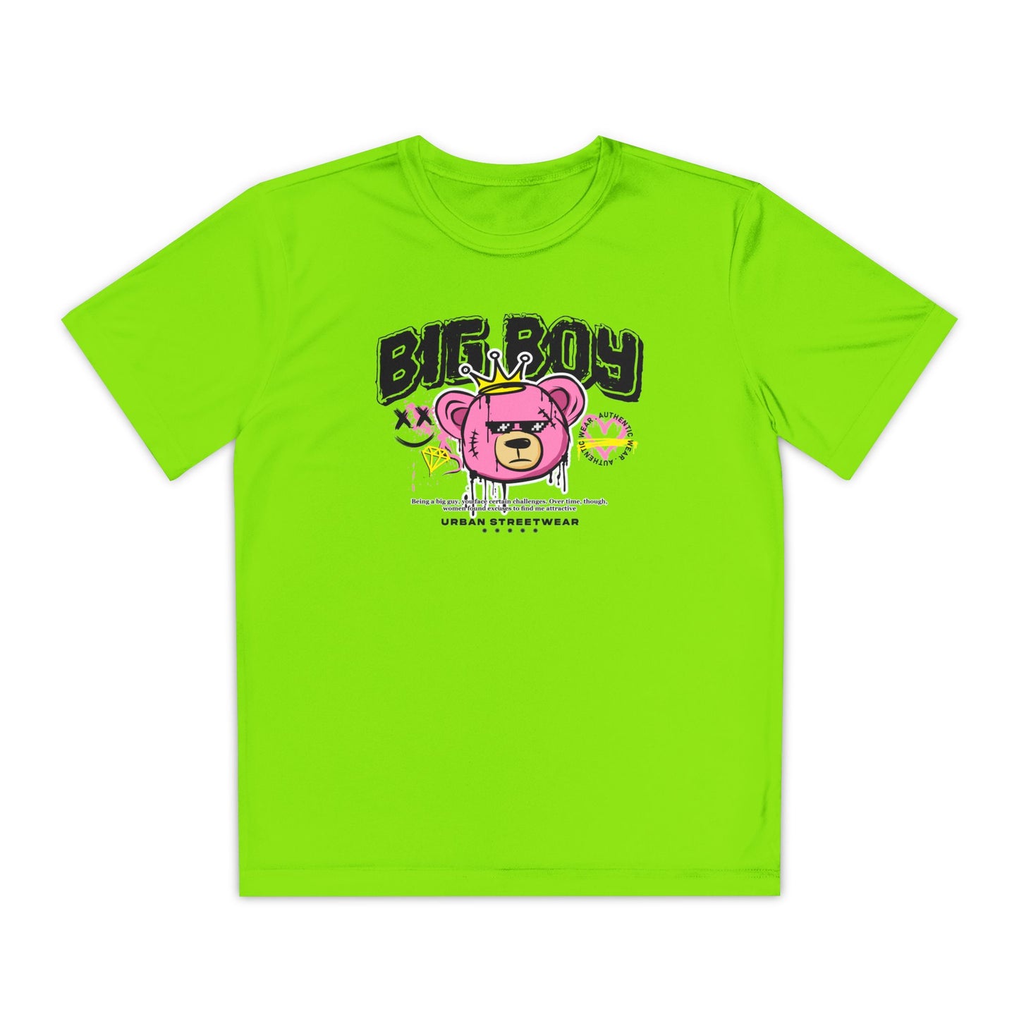 Youth Graphic Tee - Cool Bear Design, Trendy Youth Shirt, Perfect Gift for Kids, Summer Wear, Birthday Present, Sportswear Lime Shock