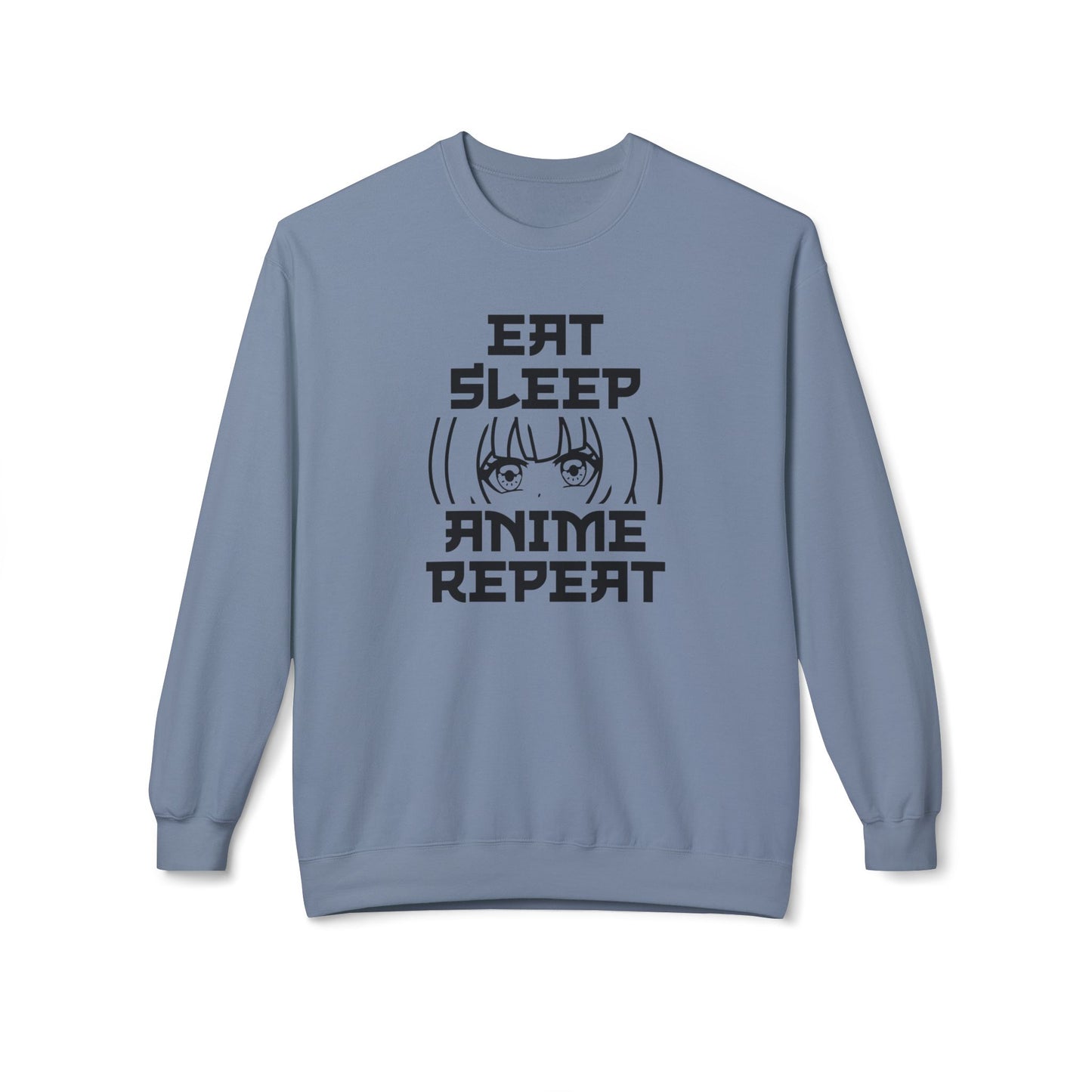 Anime Fan Crewneck Sweatshirt, Cozy Fleece, Gift for Anime Lovers, Casual Wear, Funny Sweatshirt Stone Blue