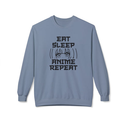 Anime Fan Crewneck Sweatshirt, Cozy Fleece, Gift for Anime Lovers, Casual Wear, Funny Sweatshirt Stone Blue