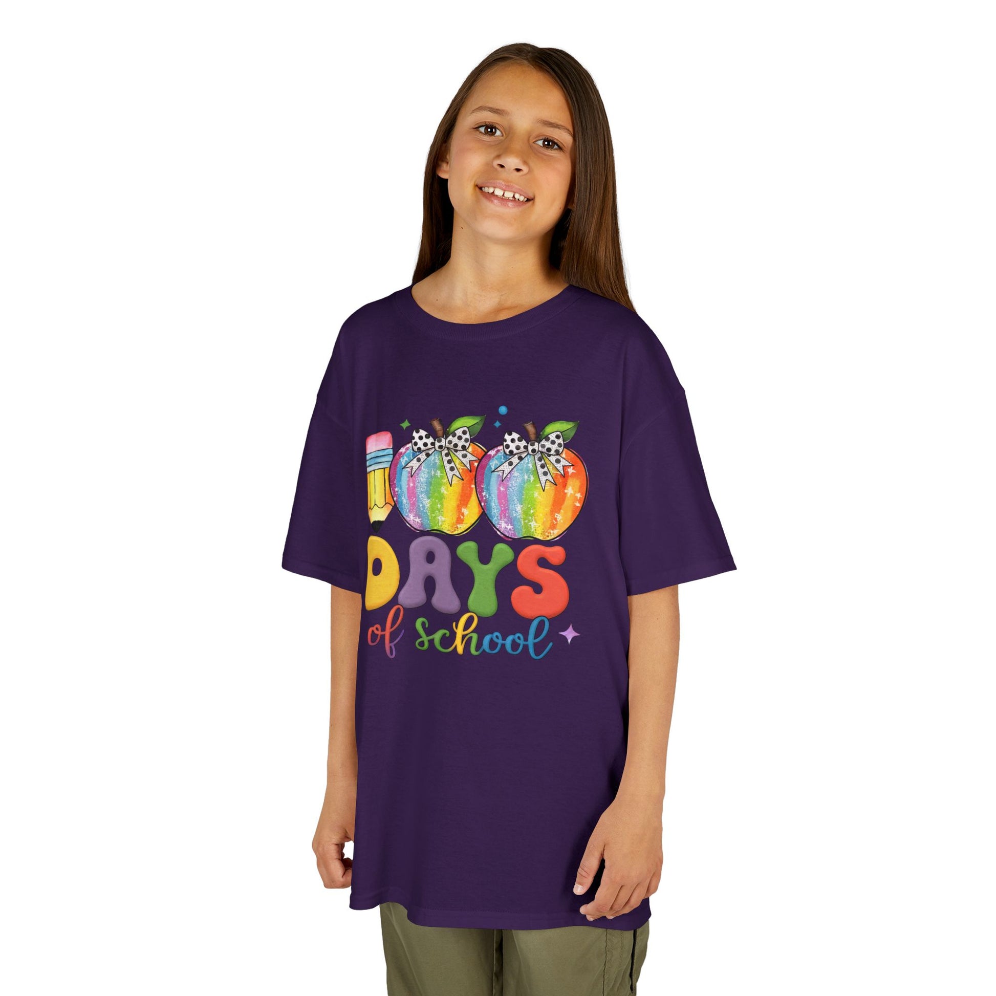 Colorful 100 Days of School Kids Tee, Fun T-Shirt, Back to School, Teacher Gift, Rainbow Design, Kid's Clothing