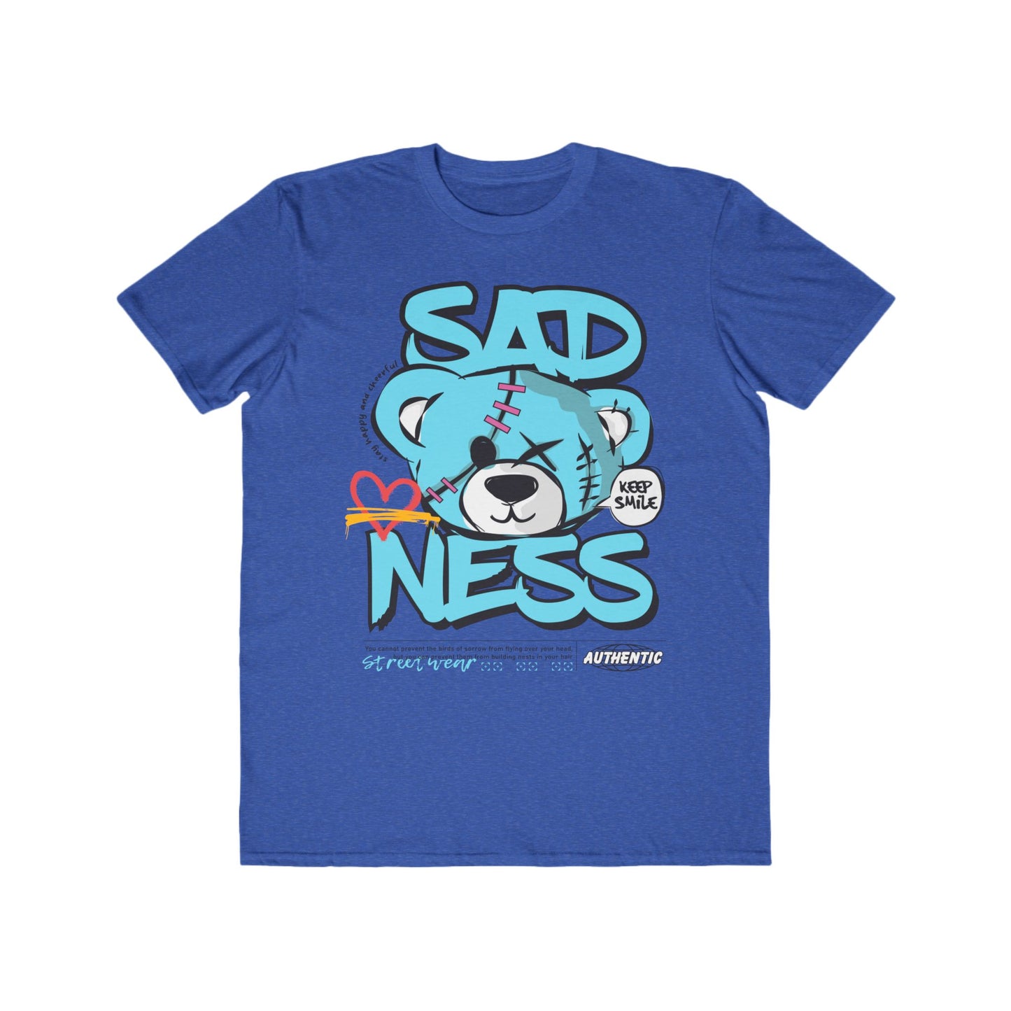 Sadness Bear Urban Wear For Men, Casual Wear, Unisex Fashion T-Shirt, Streetwear, Gift for Men, Trendy Everyday Shirt Heather Blue