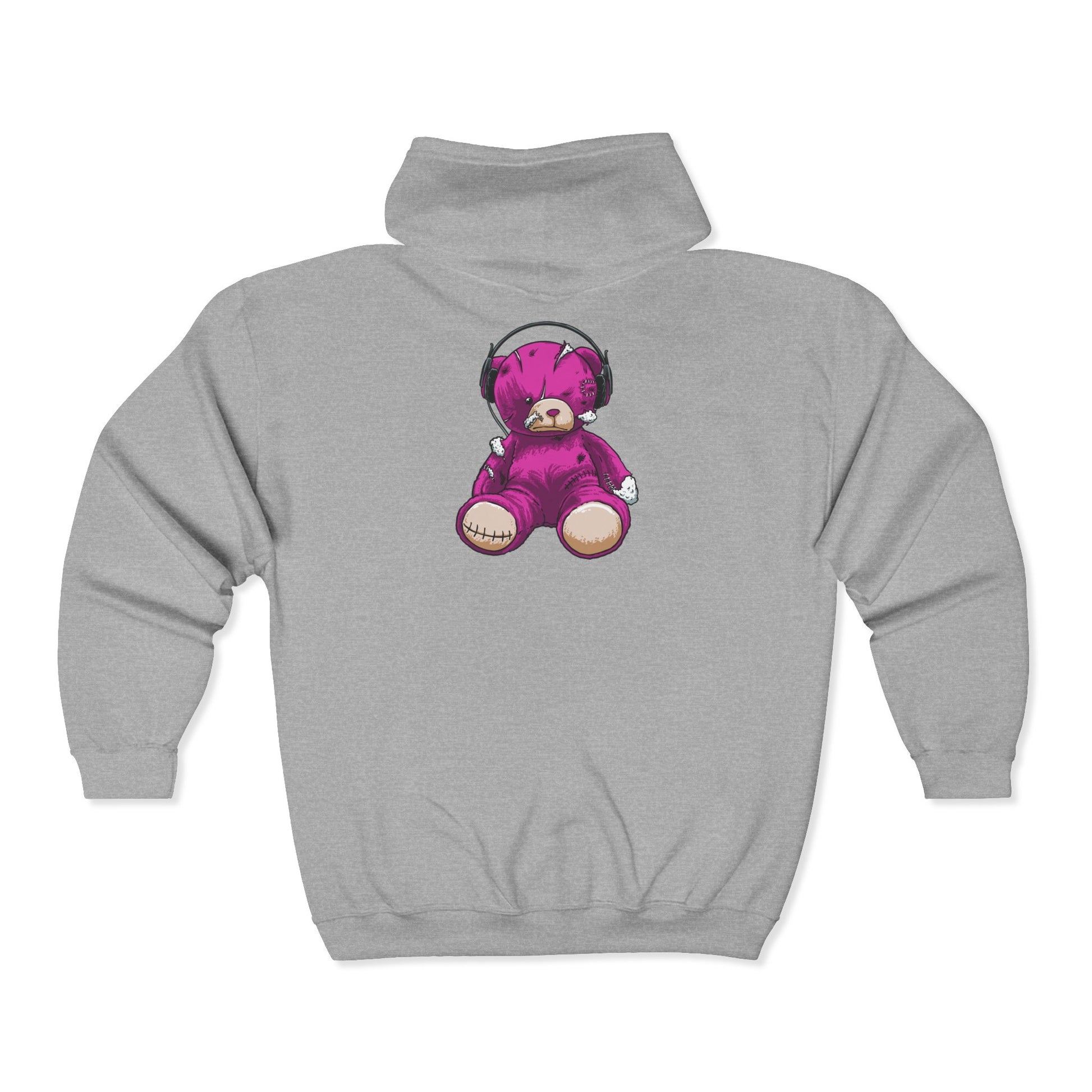 Cute Teddy Bear Zip-Up Hoodie, Cozy Sweatshirt, Gift for Kids, Music Lover's Apparel, Birthday Present, Casual Wear