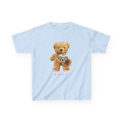 Cute Teddy Bear Kids Tee, Kids Cotton T-Shirt, Fun Graphic Tee, Childrens Holiday Gift, Soft Casual Wear Light Blue