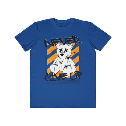 Urban Wear For Men Graphic Tee - Never Give Up, Inspirational Streetwear, Cool Gift for Him, Trendy Casual Wear, Fitness Motivation Shirt Royal Blue