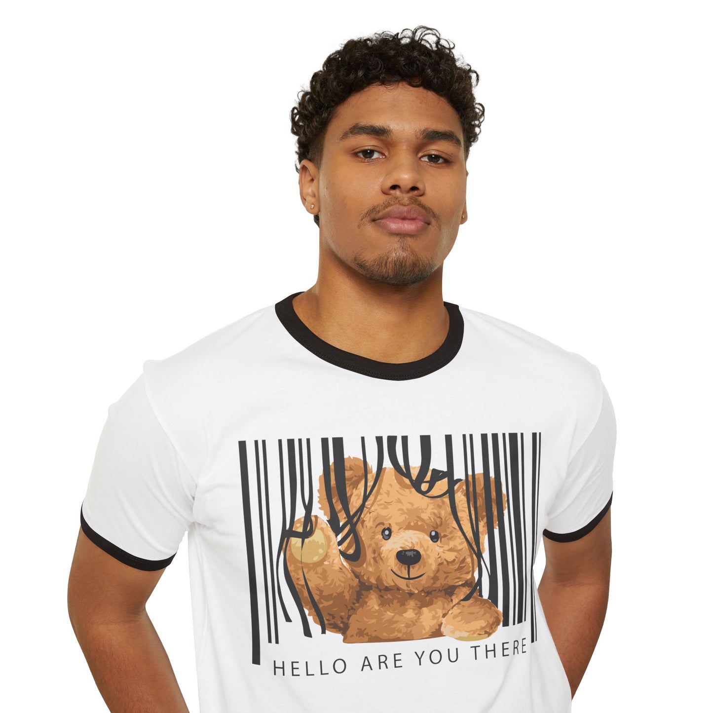 Whimsical Teddy Bear Ringer T-Shirt - Cute Gift for Kids, Funny Tee, Casual Wear, Birthday Present, Humor Apparel