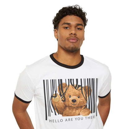 Whimsical Teddy Bear Ringer T-Shirt - Cute Gift for Kids, Funny Tee, Casual Wear, Birthday Present, Humor Apparel