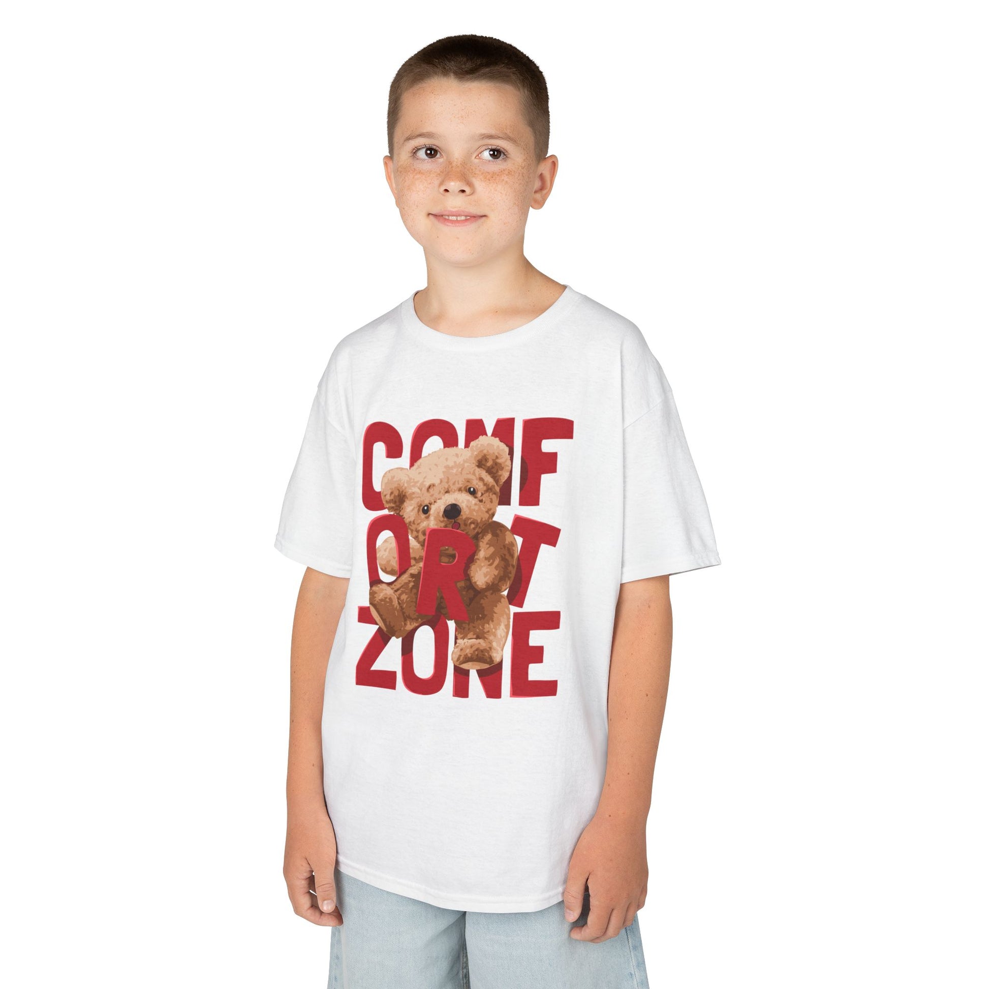 Comfort Zone Kids Tee, Cute Bear Shirt for Children, Gifts for Kids, Birthday Apparel, Fun and Cozy Clothing