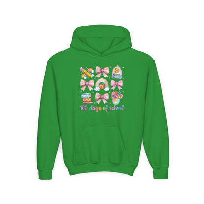 100 Days of School Youth Hoodie, Fun School Celebration Sweatshirt, Kids Birthday Gift, Classroom Outfit, Colorful School Spirit Apparel Irish Green
