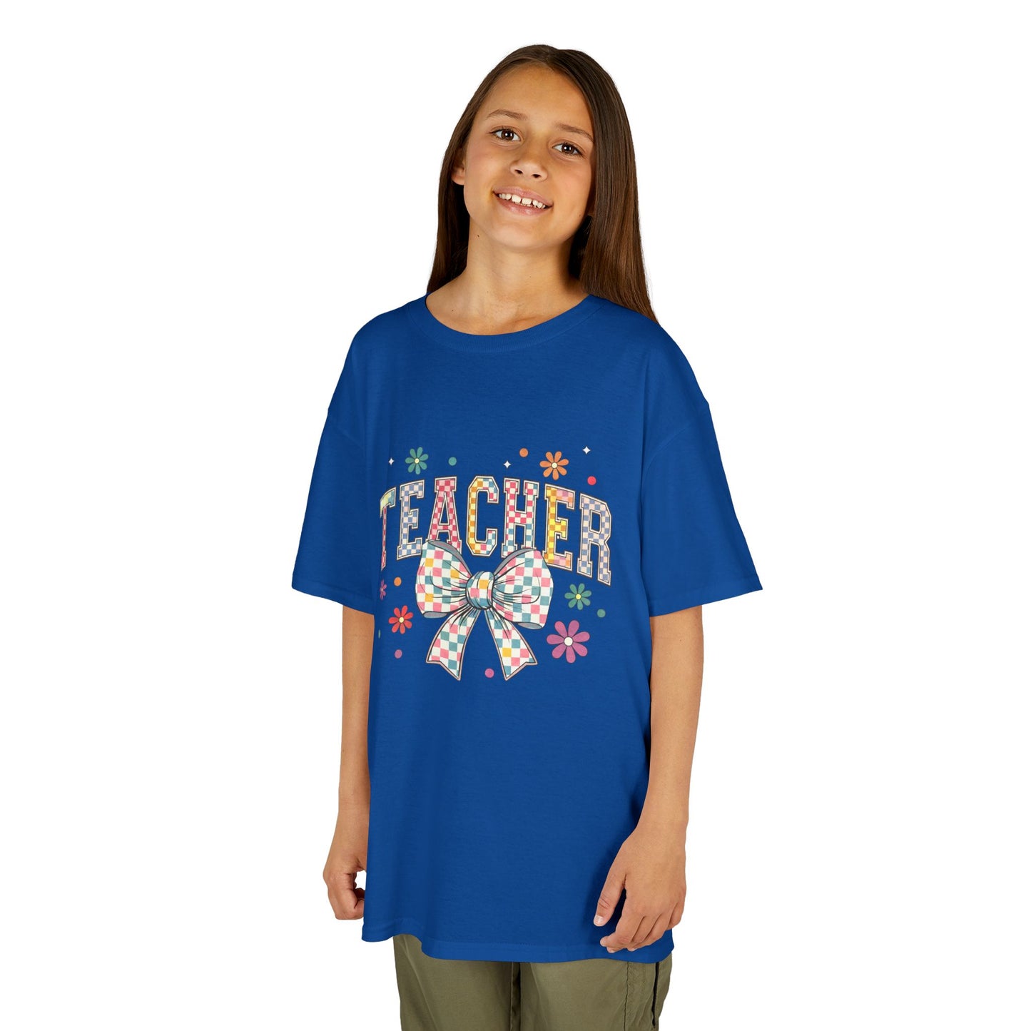 Teacher Kids Tee with Colorful Bow Design, Perfect for Back to School, Teacher Appreciation, Birthday Gift, Fun Classroom Wear