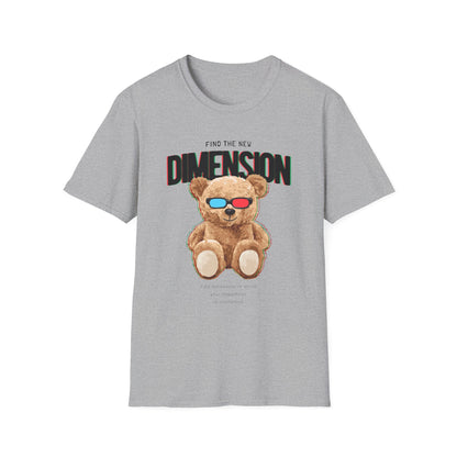 3D Teddy Bear Graphic Unisex Softstyle T-Shirt | Fun Casual Wear, Gift for Teens, Cute Outfit for Movie Night, Gift for Birthdays Sport Grey