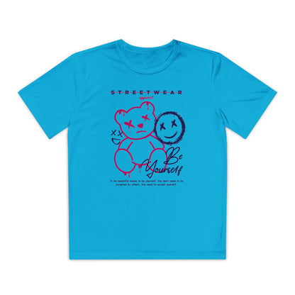 Cool Youth Streetwear Tee - 'Be Yourself' Graphic, Trendy Youth T-Shirt, Casual Wear, Birthday Gift, Fashionable Gift Atomic Blue