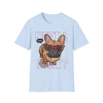 Funny Dog T-Shirt – Need a Hand? Unisex Softstyle Tee, Gift for Dog Lovers, Cute Pet Apparel, Casual Wear, Animal Lover Shirt Light Blue