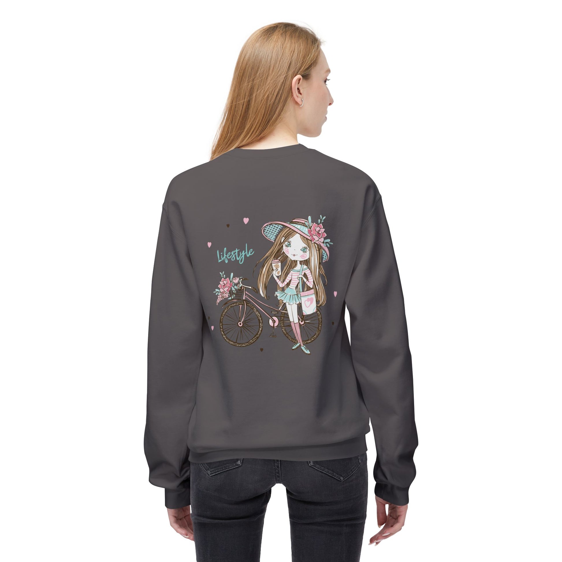 Chic Fleece Sweatshirt with Whimsical Bicycle Design - Perfect for Cozy Days, Gift for Cyclists, Cute Outfit for Spring, Birthday