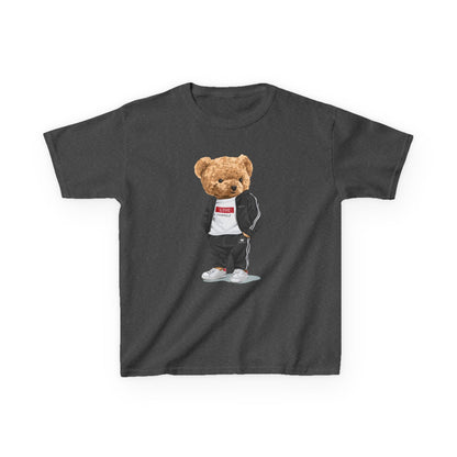 Youth Streetwear Graphic Tee - Fun Bear Design, Cool Kids T-Shirt, Summer Wear, Birthday Gift, Casual Outfit Dark Heather