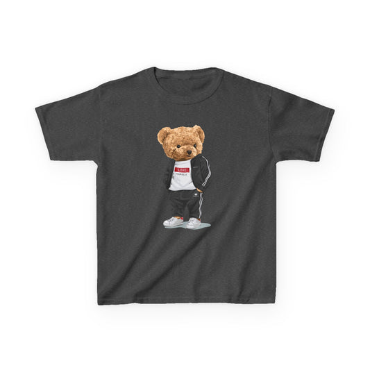 Youth Streetwear Graphic Tee - Fun Bear Design, Cool Kids T-Shirt, Summer Wear, Birthday Gift, Casual Outfit Dark Heather
