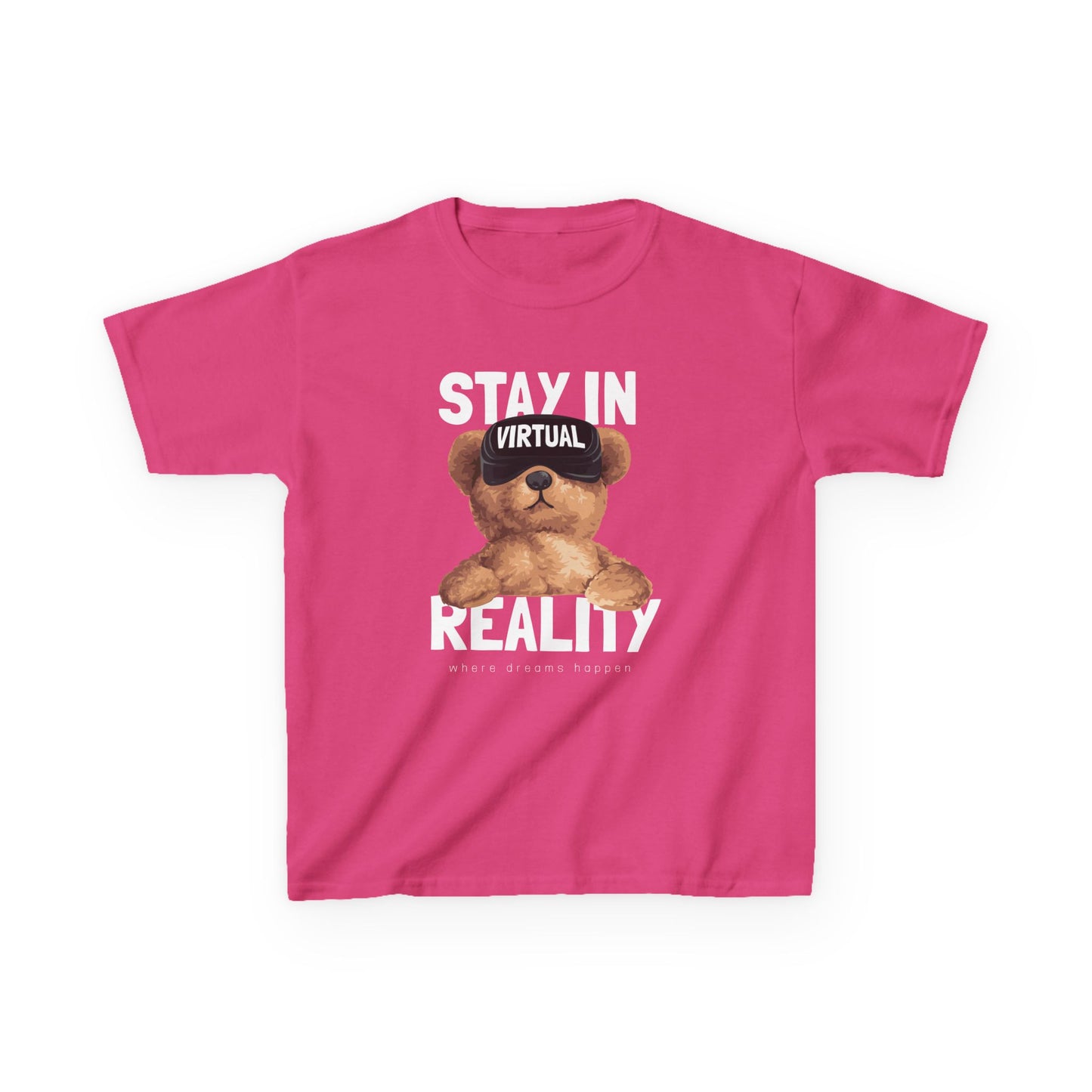 Virtual Teddy Bear Kids Tee, Fun T-Shirt for Kids, Gift for Boys and Girls, Cute Animal Shirt, Birthday Gift, Playful Style Heliconia