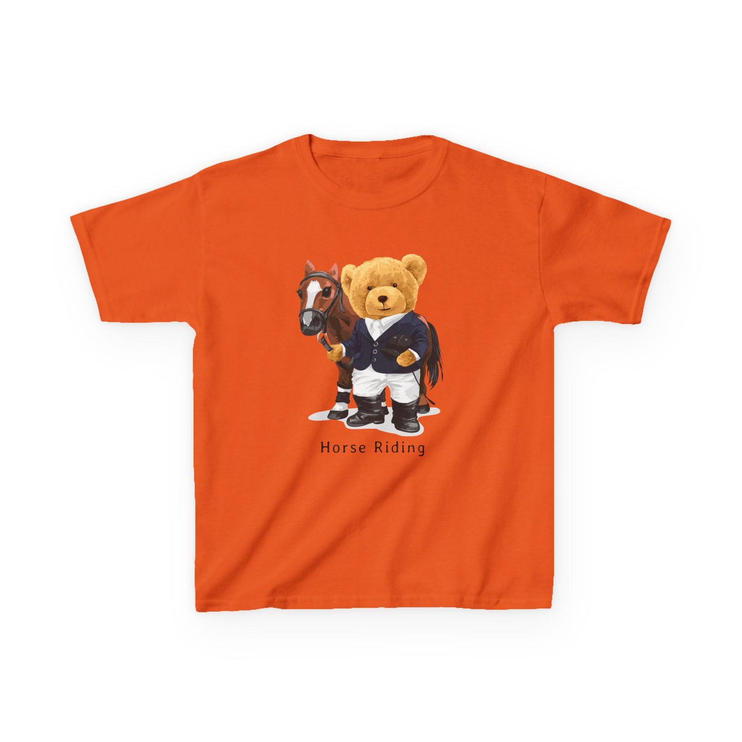 Kids Horse Riding Tee - Fun, Comfortable Cotton Shirt for Equestrian Lovers, Ideal for Birthdays, Gifts, Everyday Wear, Kids Apparel Orange