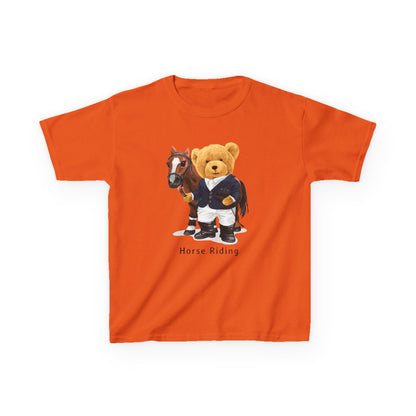 Kids Horse Riding Tee - Fun, Comfortable Cotton Shirt for Equestrian Lovers, Ideal for Birthdays, Gifts, Everyday Wear, Kids Apparel Orange