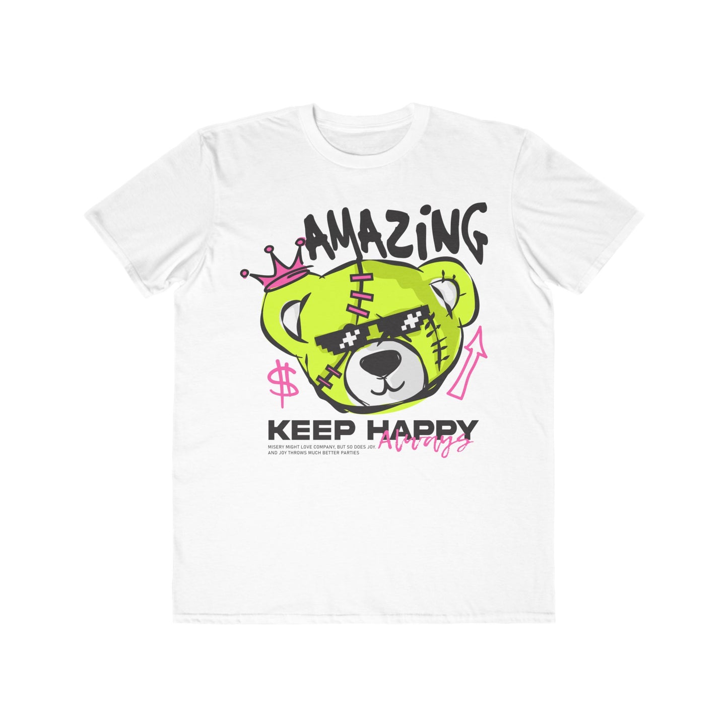 Amazing Keep Happy Urban Wear For Men, Trendy Graphic T-Shirt, Casual Wear, Gift for Him, Fun Summer Apparel White