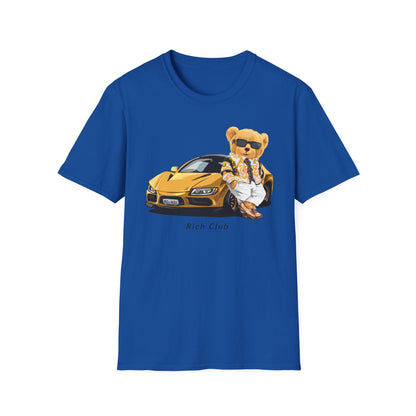 Luxury Lifestyle Bear T-Shirt, Vintage Car Tee, Unisex Graphic Shirt, Cool Fashion Apparel, Gift for Car Enthusiasts Royal