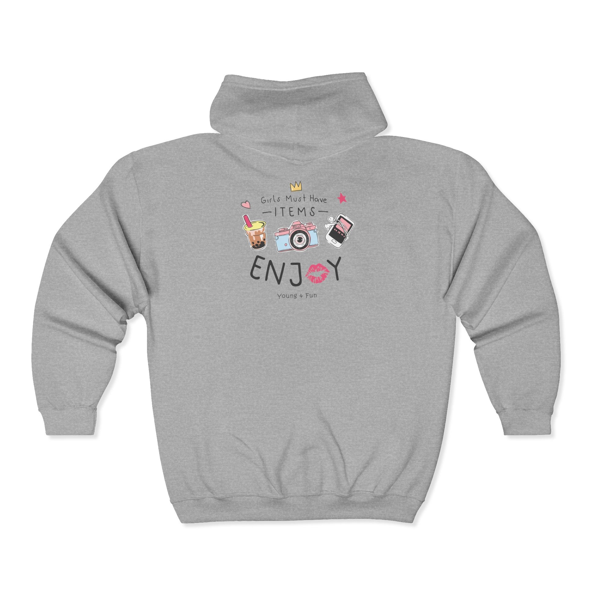 Cozy Enjoyment Zip Hoodie with Fun Design, Gift for Her, Loungewear, Comfortable Hoodie, Relaxation Apparel