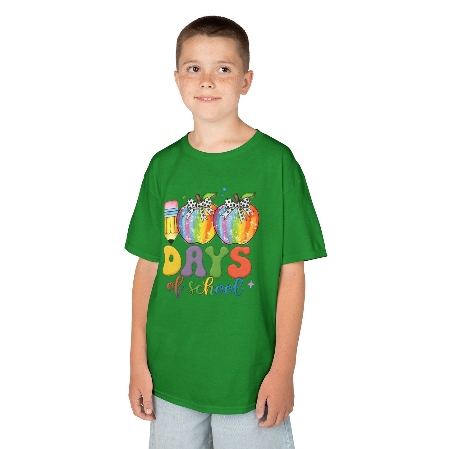 Colorful 100 Days of School Kids Tee, Fun T-Shirt, Back to School, Teacher Gift, Rainbow Design, Kid's Clothing