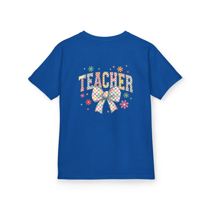 Teacher Kids Tee with Colorful Bow Design, Perfect for Back to School, Teacher Appreciation, Birthday Gift, Fun Classroom Wear
