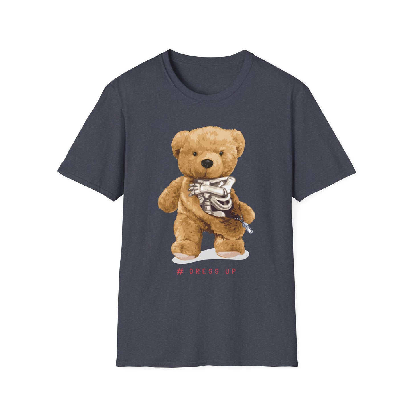 Cute Bear Graphic T-Shirt, Casual Cotton Tee, Fun Birthday Gift, Everyday Wear, Unique Animal Tee, Teddy Bear Shirt Heather Navy