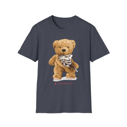 Cute Bear Graphic T-Shirt, Casual Cotton Tee, Fun Birthday Gift, Everyday Wear, Unique Animal Tee, Teddy Bear Shirt Heather Navy