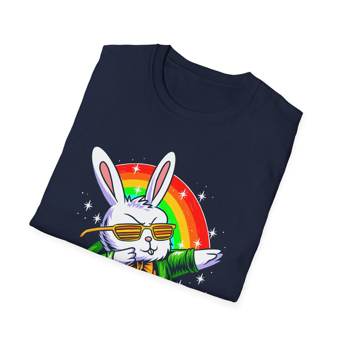 Rainbow Rabbit Cool Vibes Unisex T-Shirt, Fun Gift for Animal Lovers, Perfect for Parties, Birthdays, and Everyday Wear