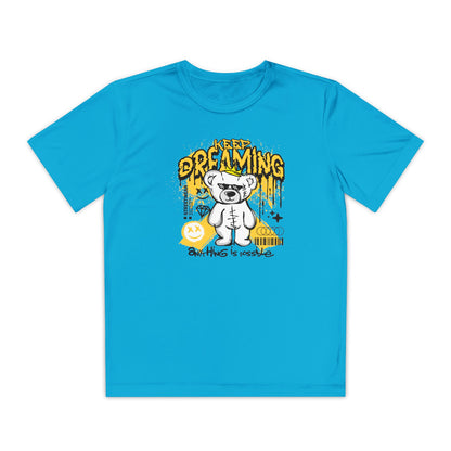 Keep Dreaming Youth Tee, Motivational Shirt, Children's Adventure Clothing, Birthday Gift, Cute Graphic Tee, Playful Style Atomic Blue