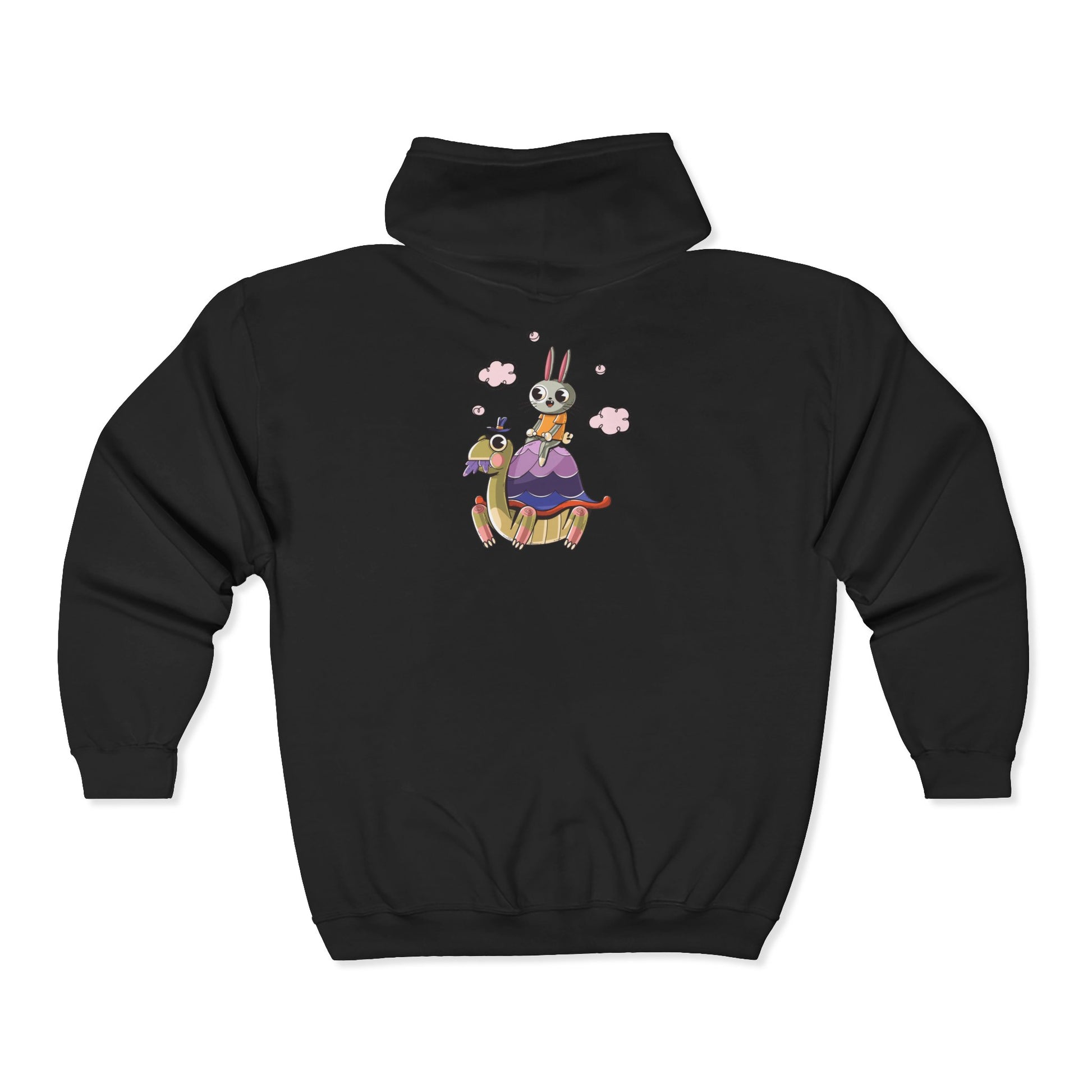 Whimsical Rabbit and Turtle Zip-Up Hoodie