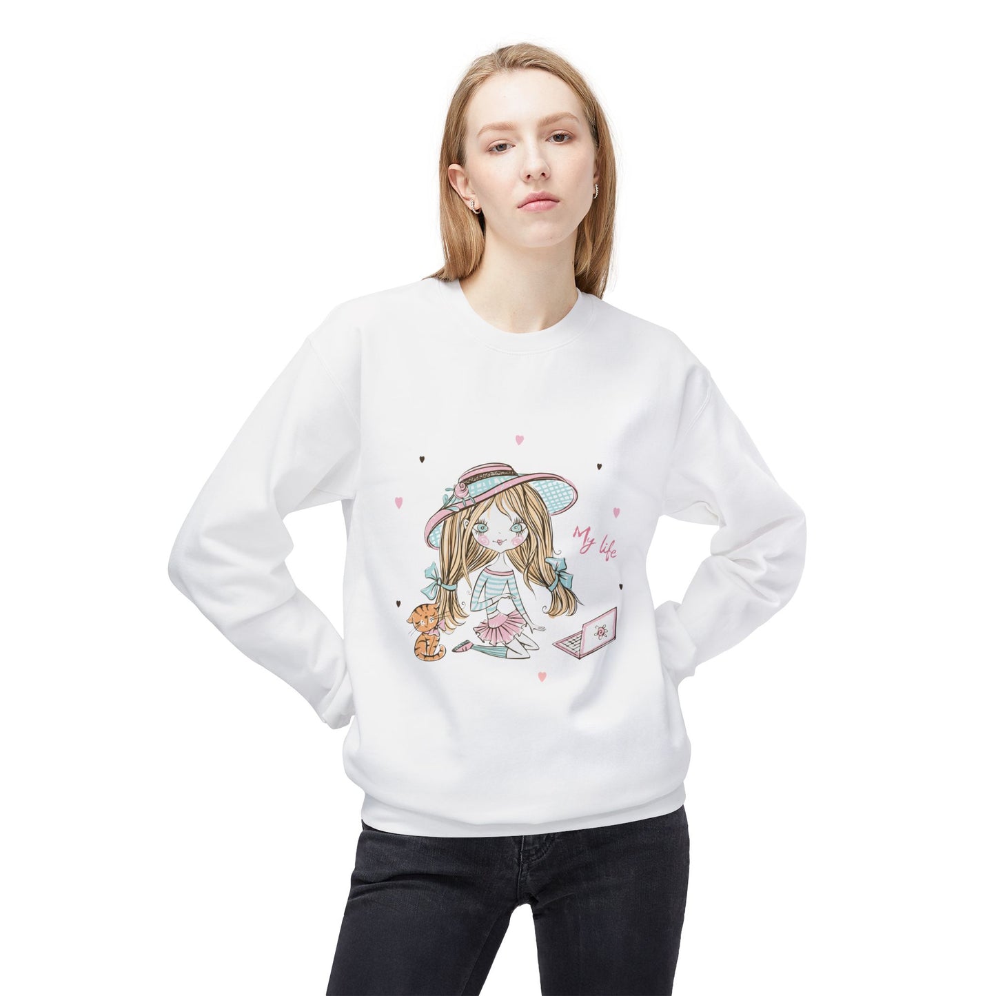 Cute Illustrated Crewneck Sweatshirt, Cozy Everyday Wear, Gift for Her, Fun Fashion, Casual Outfit, Birthday Present