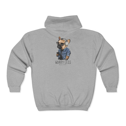 Cool Dog Worry Less Hoodie, Animal Lover Sweatshirt, Casual Style, Gift for Pet Owners, Cozy Apparel for Relaxing
