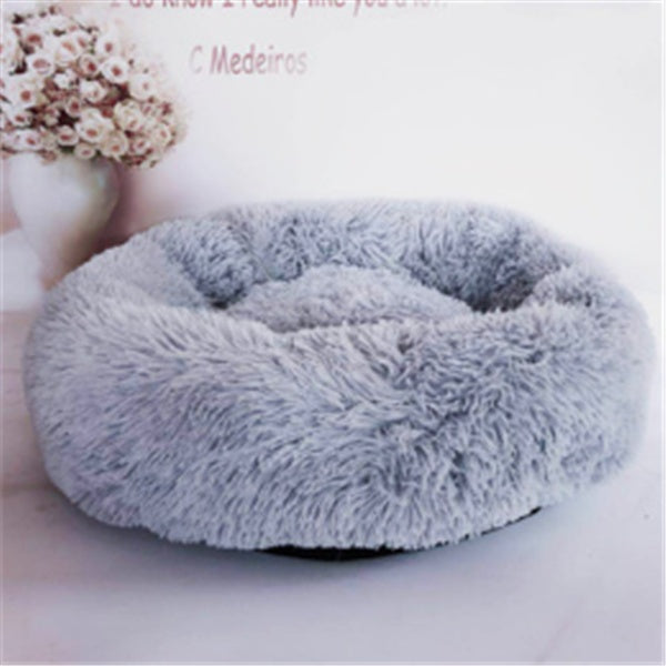 Round Long Hairy Autumn And Winter Nest Pad Cat Mattress Light grey
