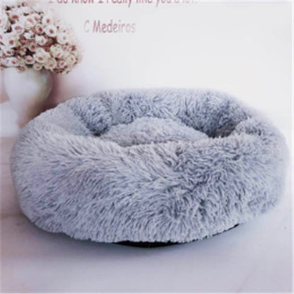 Round Long Hairy Autumn And Winter Nest Pad Cat Mattress Light grey