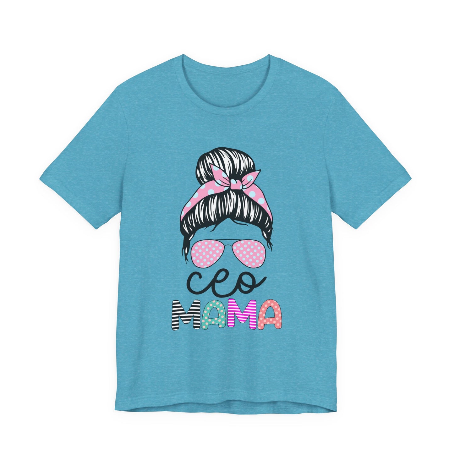 CEO Mama Graphic Tee, Unisex T-Shirt for Moms, Gift for New Mothers, Casual Summer Top, Fun Parenting Apparel, Mother's Day Gift Heather Aqua