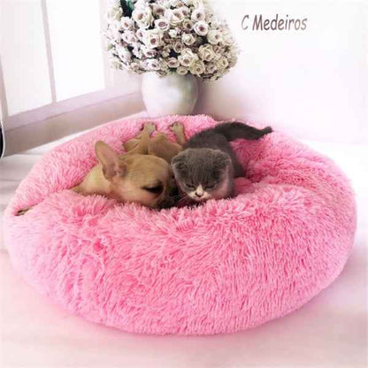 Round Long Hairy Autumn And Winter Nest Pad Cat Mattress Bright powder 110cm