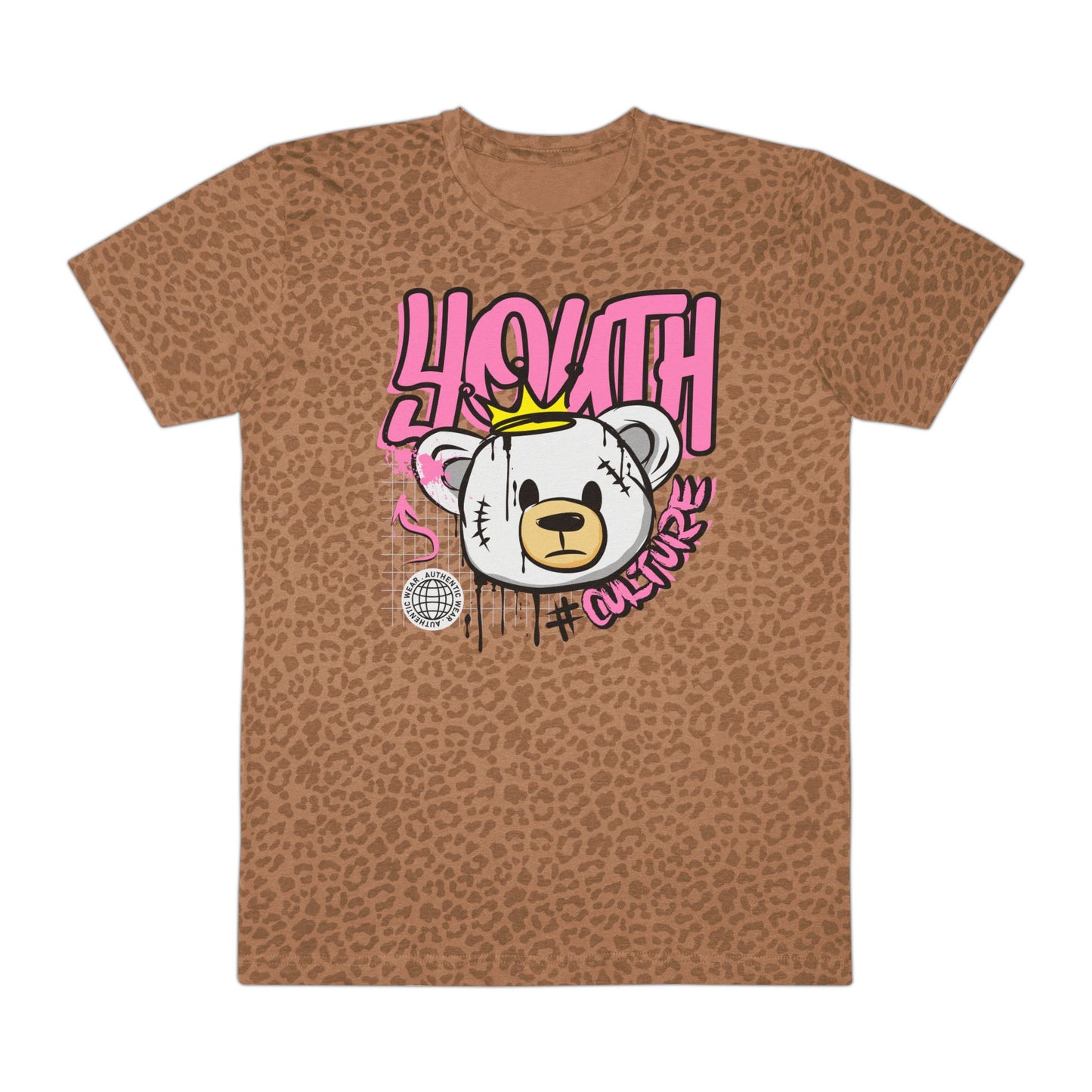 Urban Youth Culture Tee - Graphic T-Shirt, Streetwear Apparel, Trendy Shirt, Casual Wear, Hip-Hop Fashion Brown Leopard